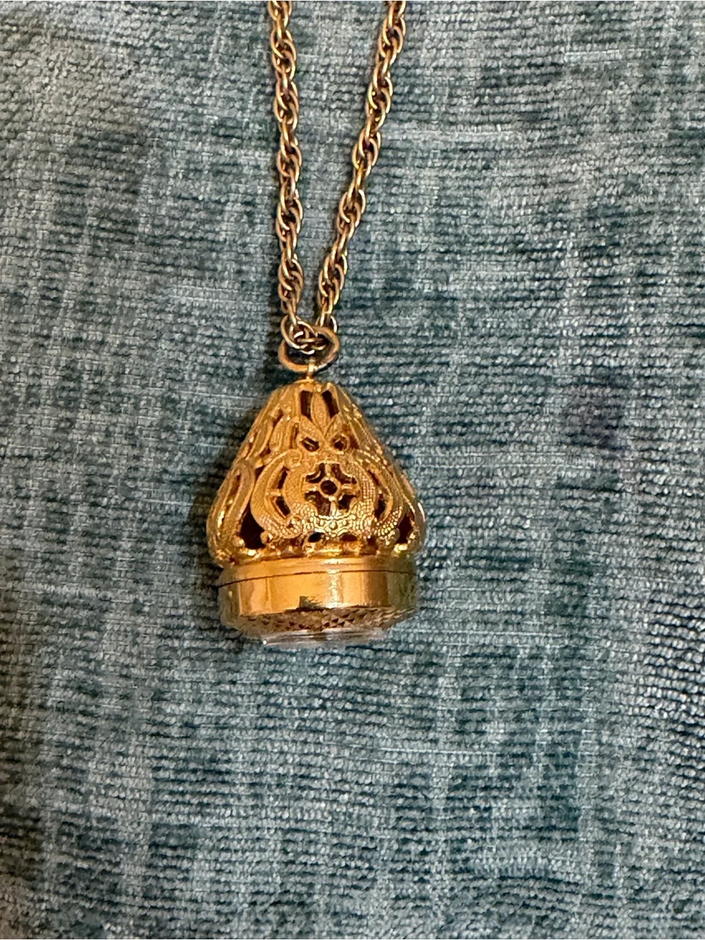 Vtg Paul Garnier 21 Jewels Pendant Watch Necklace Gold Tone Dome Cage Filigree